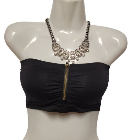 Sexy Tube Top with padded bra, Front Zip Bandeau - One Size - New - Picture 2 of 6